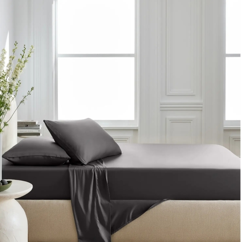 Quince Charcoal Bamboo Fitted Sheet Set Size FULL NEW